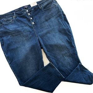 NYDJ Ami Button Fly Skinny Jeans High Rise Stretch Denim Womens Plus Sz 28W New